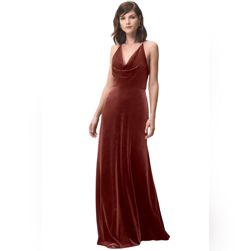 Jenny Yoo Velvet Cowl Neck Slip Dress 10